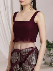 Geometric Sequinned Embroidered Saree With Blouse Piece