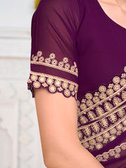 Embroidered Poly Georgette Saree