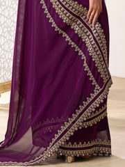 Embroidered Poly Georgette Saree