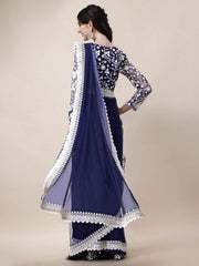 Thread Embroidered Border Saree With Blouse Piece
