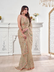 Floral Embroidered Organza Saree