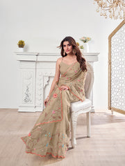 Floral Embroidered Organza Saree
