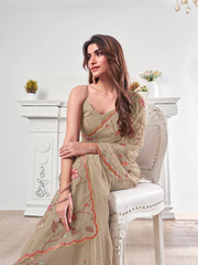 Floral Embroidered Organza Saree