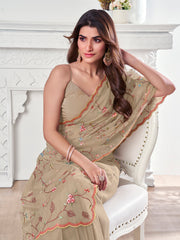 Floral Embroidered Organza Saree