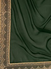 Sequinned Embroidered Border Saree With Blouse Piece