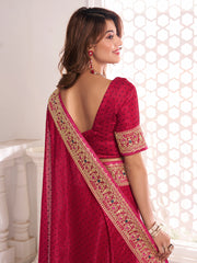 Sequinned Embroidered Border Saree With Blouse Piece