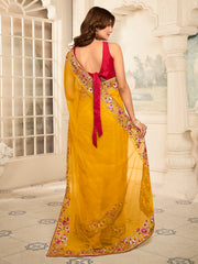 Floral Thread & Sequinned Embroidered Saree With Blouse Piece