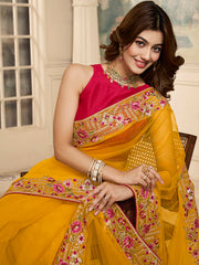 Floral Thread & Sequinned Embroidered Saree With Blouse Piece