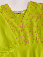 Floral Thread & Sequined Embroidered A-Line Ethnic Drees