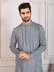 Woven Design Straight Kurta & Trousers Set