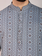 Woven Design Straight Kurta & Trousers Set