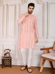 Striped Jacquard Straight Kurta Set