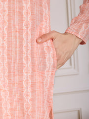 Striped Jacquard Straight Kurta Set