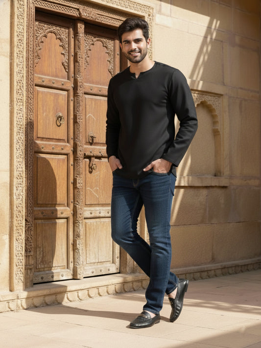 Round Neck Above Knee Straight Kurta