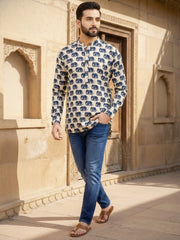 Printed Mandarin Collar Above Knee Straight Kurta