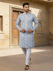 Embroidered Pure Cotton Mandarin Collar Kurta Sets
