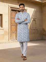 Embroidered Pure Cotton Mandarin Collar Kurta Sets