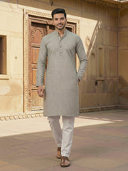 Woven Design Mandarin Collar Kurta Sets