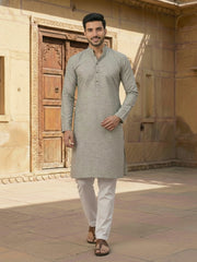 Woven Design Mandarin Collar Kurta Sets