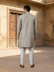 Woven Design Mandarin Collar Kurta Sets