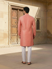 Woven Design Mandarin Collar Kurta Sets
