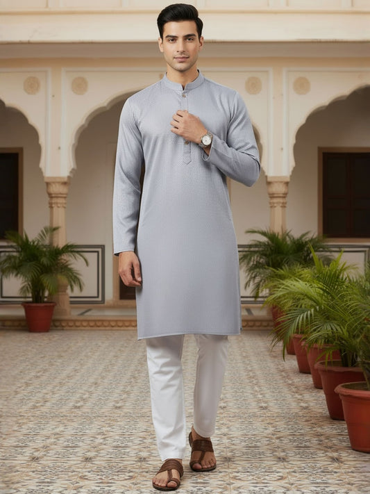 Mandarin Collar Straight Kurta & Trousers