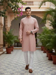 Striped Mandarin Collar Kurta & Trousers