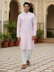 Embroidered Mandarin Collar Kurta & Trousers