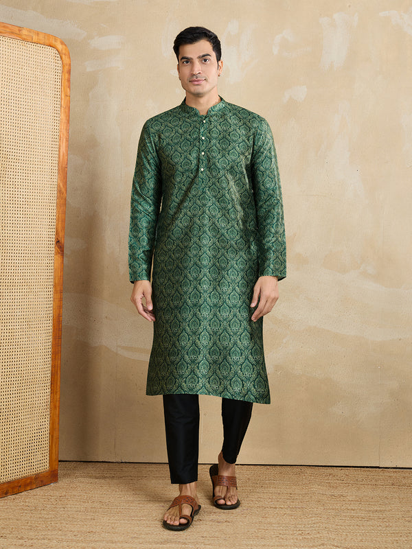 Printed Mandarin Collar Kurta & Trousers