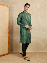 Printed Mandarin Collar Kurta & Trousers