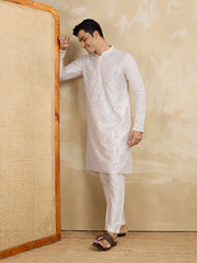 Embroidered Mandarin Collar Calf Length Straight Kurtas