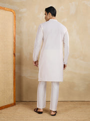 Embroidered Mandarin Collar Calf Length Straight Kurtas