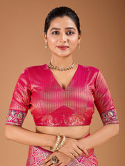 Ethnic Motifs Thread & Sequinned Embroidered Saree with Blouse Piece
