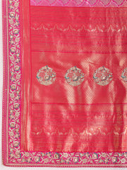 Ethnic Motifs Thread & Sequinned Embroidered Saree with Blouse Piece