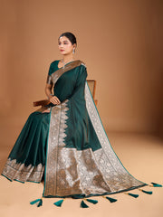 Woven Ethnic Motifs Zari Design Saree With Blouse
