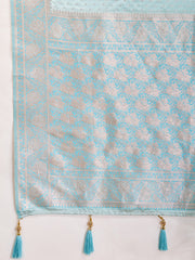 Floral Zari Woven Design Tassels Saree with Blouse Piece
