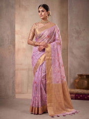 Ethnic Motifs Chikankari Organza Saree