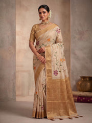Floral Zari Organza Saree