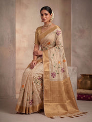 Floral Zari Organza Saree