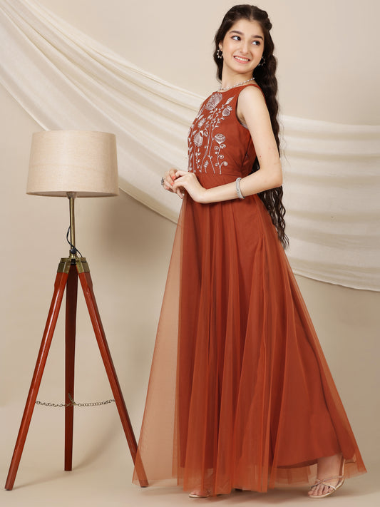 Embroidered Maxi Ethnic Dresses