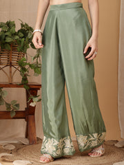 Girls Floral Embroidered Regular Thread Work Kurta with Palazzos