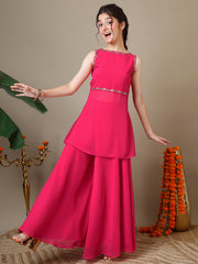 Girls Floral Embroidered Regular Kurta with Palazzos