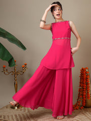 Girls Floral Embroidered Regular Kurta with Palazzos