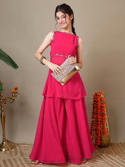 Girls Floral Embroidered Regular Kurta with Palazzos