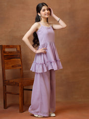 Girls Pleated Gotta Patti Kurta with Palazzos
