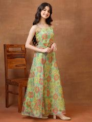 Printed Shoulder Straps A-Line Ethnic Dresses