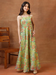 Printed Shoulder Straps A-Line Ethnic Dresses