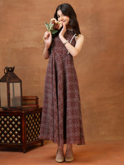 Girls Bandhani Printed Fit & Flare Midi Ethnic Dress