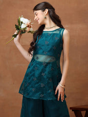 Girls Ethnic Motifs Regular Sequinned Kurta with Palazzos