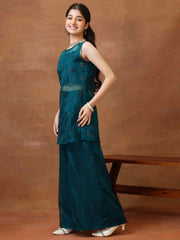 Girls Ethnic Motifs Regular Sequinned Kurta with Palazzos
